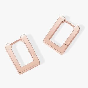 Pavoi 14K Gold Plated 925 Sterling Silver Post Rectangle Hoop Earrings Rose Gold